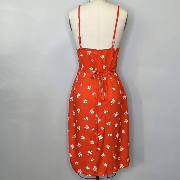 Leith Orange With Flowers Wrap Dress - Picture 6 of 7